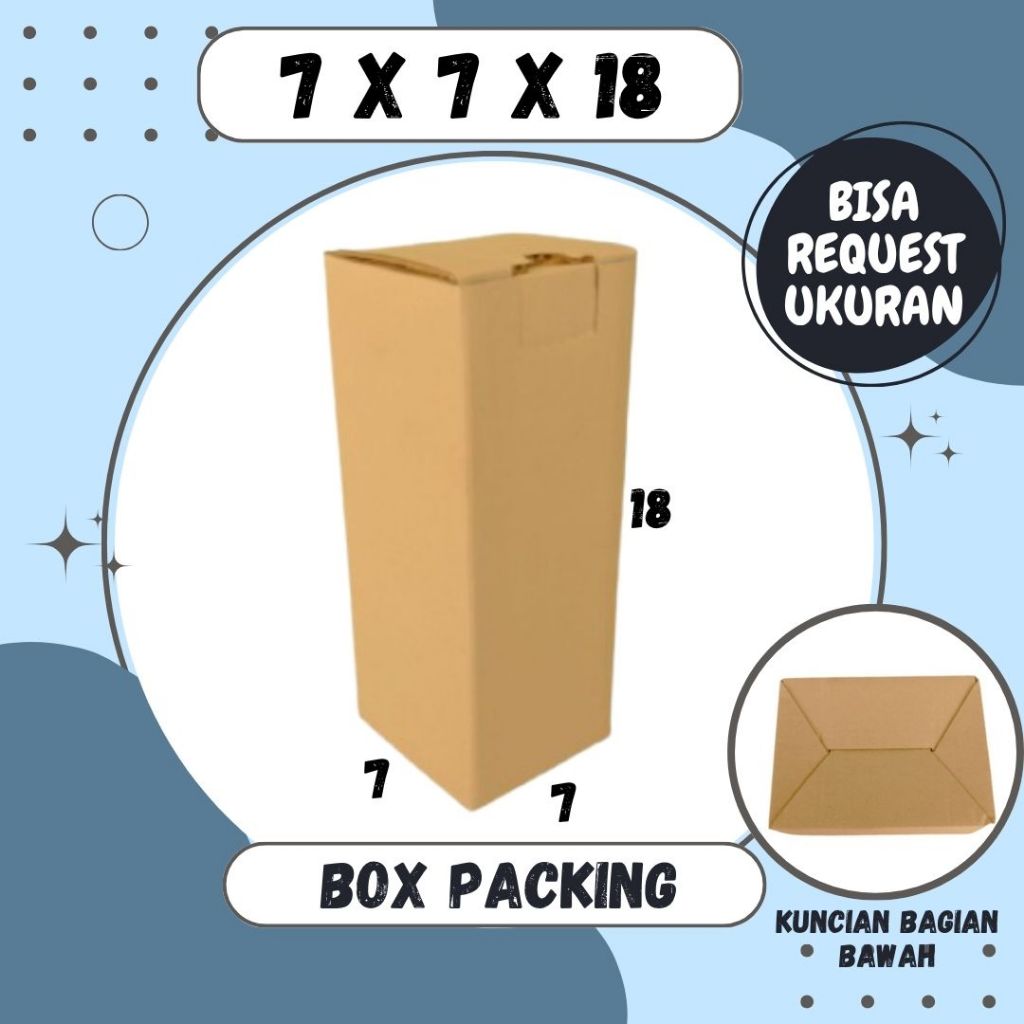 

Box 7x7x18 Kardus A0 Packing Dus Kotak Kemasan Box Souvenir Botol Tumblr Obat Madu Kardus Balap