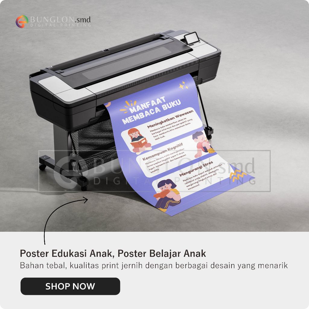 

Poster Manfaat Membaca Buku Model Ungu