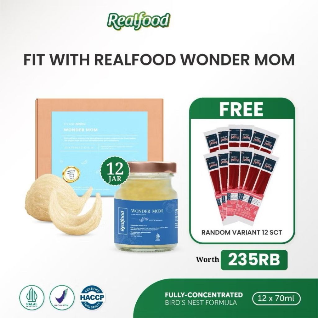 

Realfood Wonder Mom 12 Jar Bird Nest Vitamin Ibu Hamil | Sarang Burung Walet | Asam Folat
