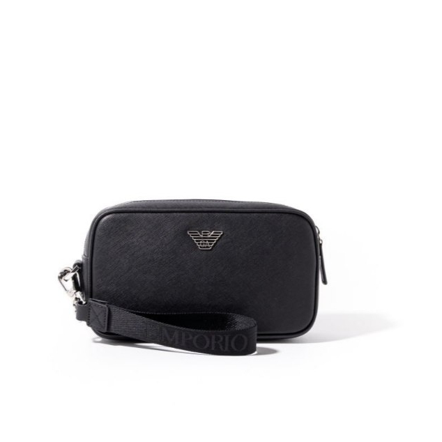 EMPORIO ARMANI Small eagle logo washbag saffiano leather