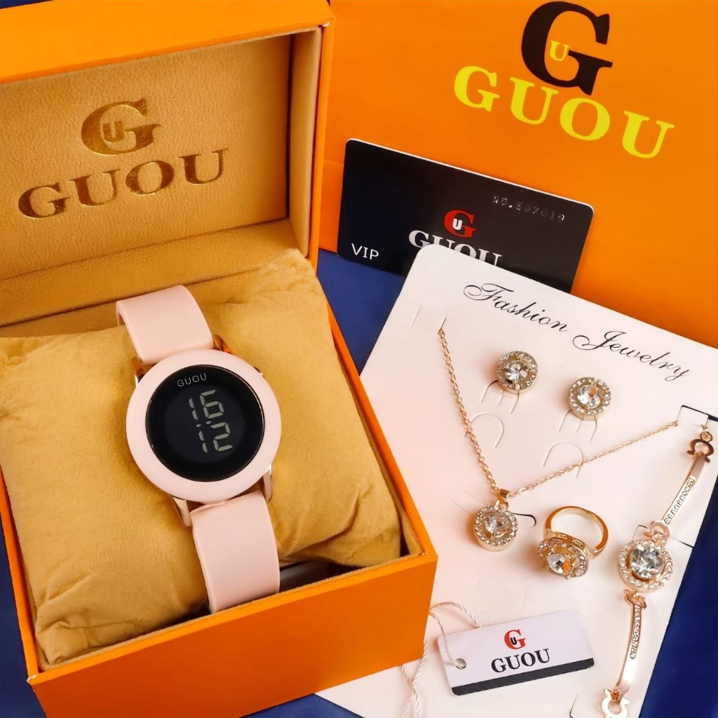 JAM TANGAN WANITA DIGITAL ORIGINAL GUOU FREE ACC TERMURAH BIG SALE