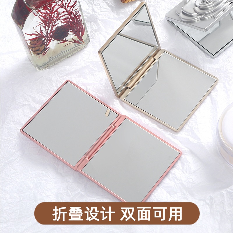 CERMIN KACA LIPAT RIAS MINI / MAKE UP BENTUK KOTAK KECIL PORTABLE