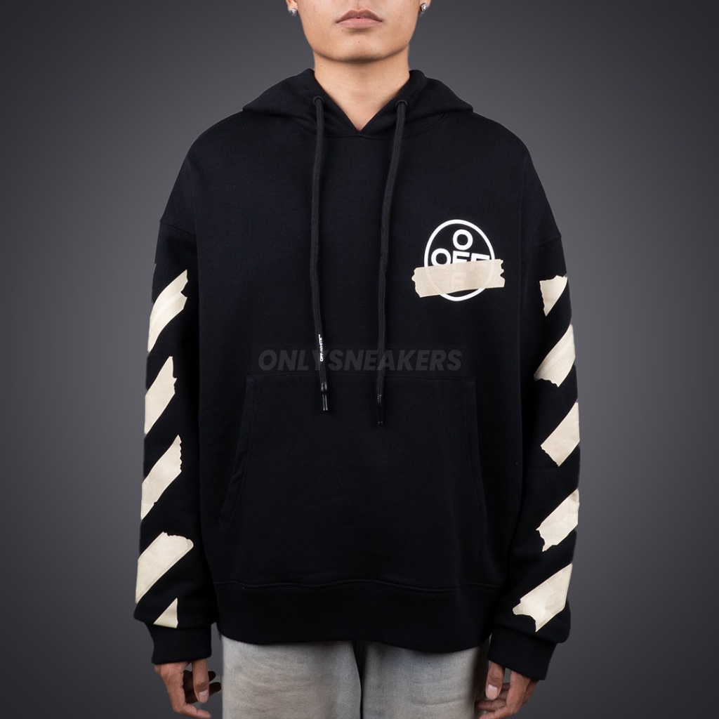OFF WHITE TAPE DIAG ARROWS BLACK HOODIE