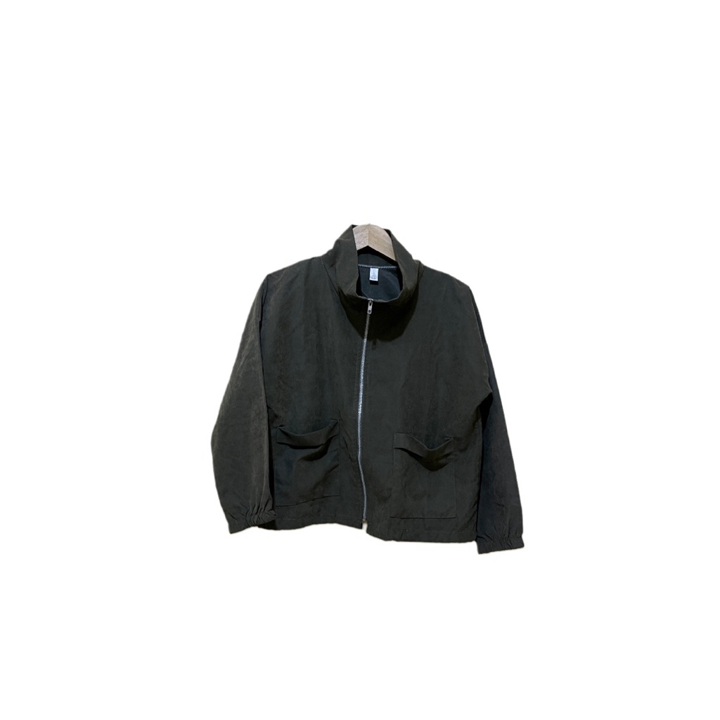 jaket wanita warna hijau army mewah elegant pl look cool cewe