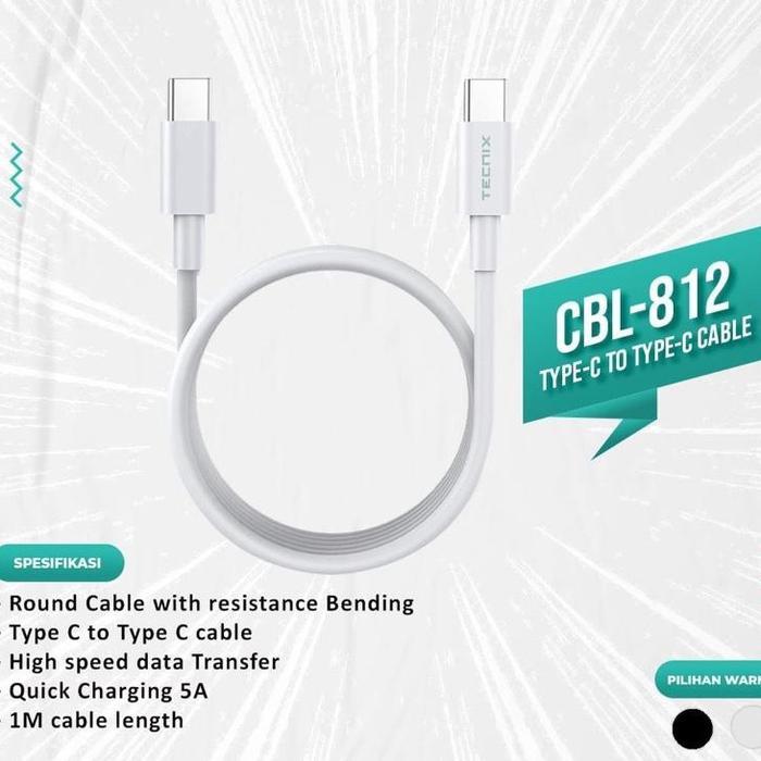 TECNIX Kabel Data CBL-812 60W/CBL-812 100W Type-C To Type-C/CBL-813 Type-C to Lightning PD 20W 1M Fa