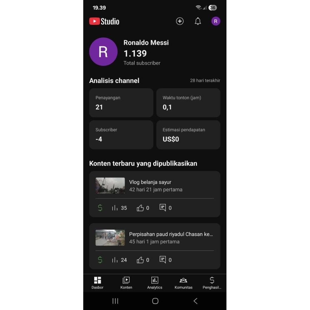 Channel Youtube monetisasi sepaket adsense pin