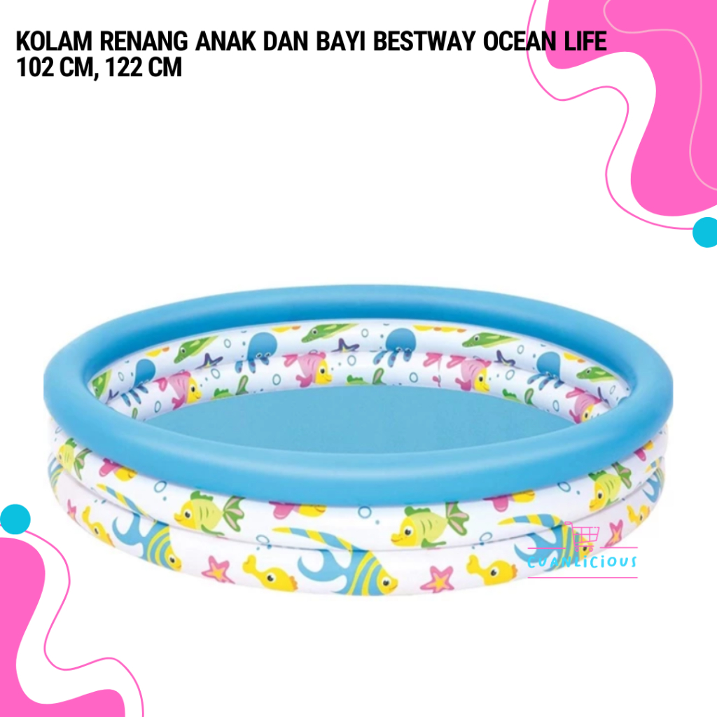 Kolam Renang Anak Dan Bayi Bestway Ocean Life 102 Cm, 122 Cm, 183 Cm
