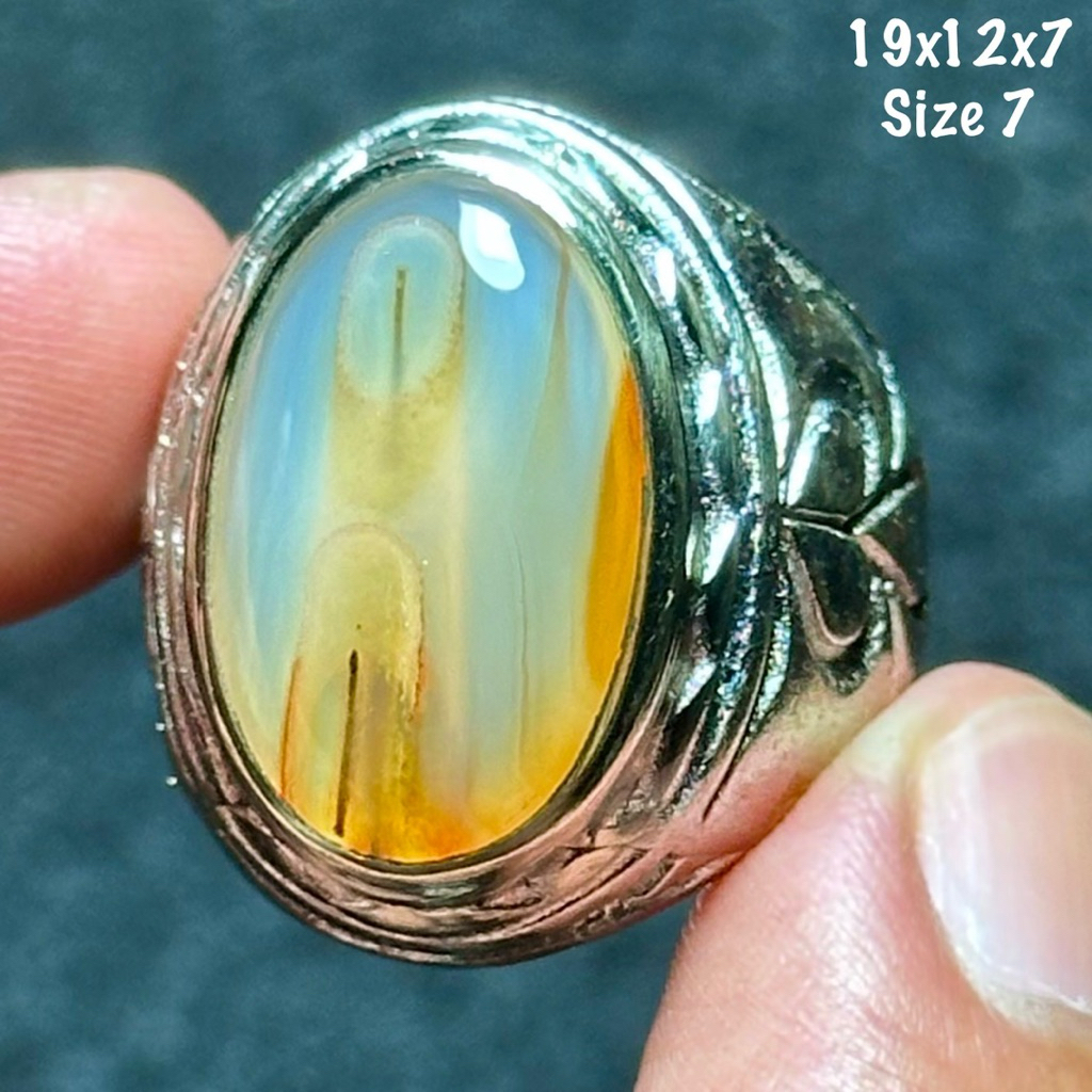 Cincin Batu Akik Natural Baturaja Sodo Lanang Susup Jarum 3D Aquarium Kristal (asli alam