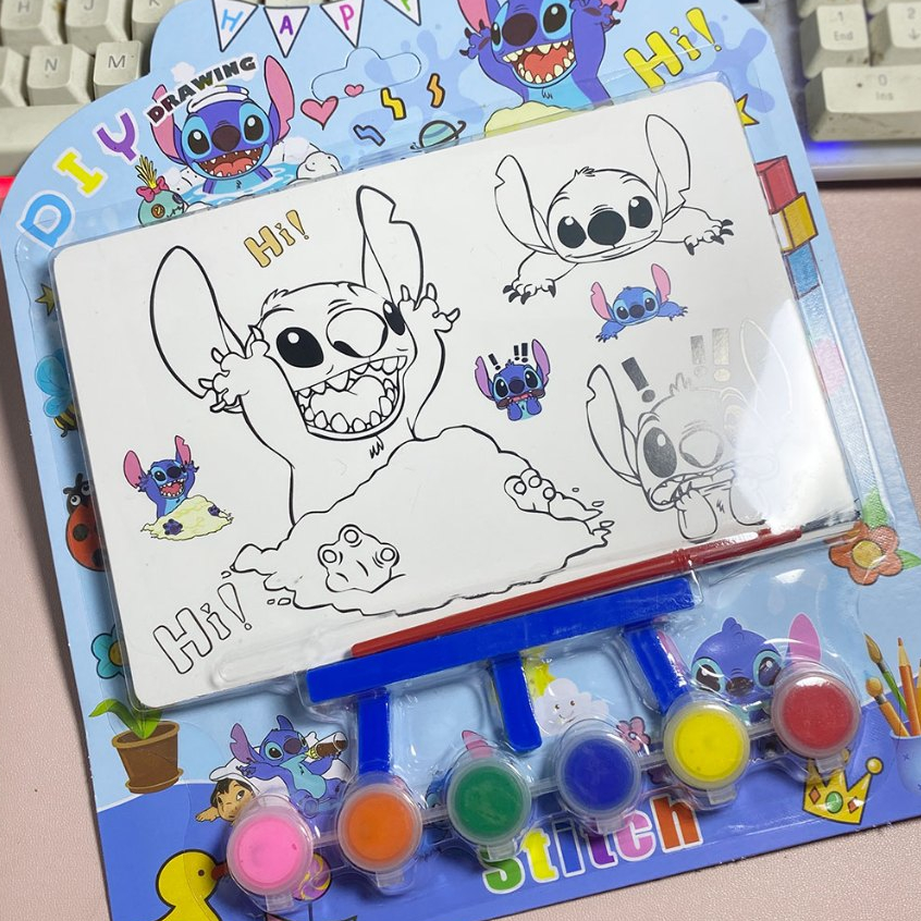 

Paket Lengkap Mewarnai Anak Karakter Stitch Cat Air 6 Warna Plus Kuas dan Papan