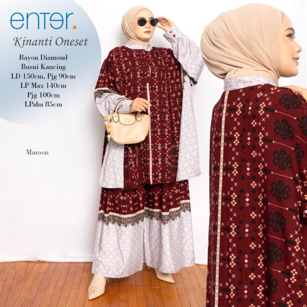 KINANTI ONESET JUMBO LD 150 5XL XXXXL BAHAN RAYON BY ENTER SETELAN PAKAIAN JUMBO ONESET JUMBO ENTER 
