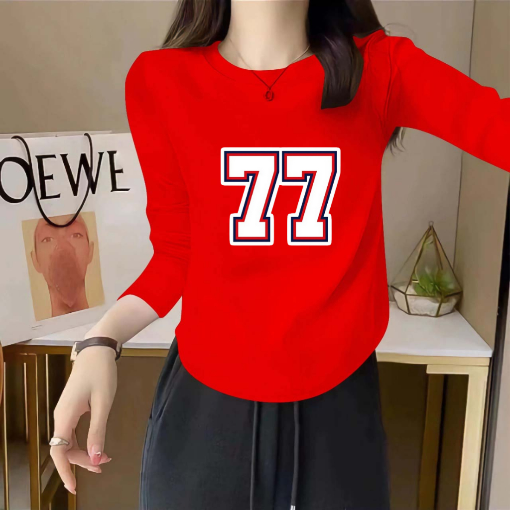 Baju Wanita NUMBER ANGKA Lengan Panjang Spandek Premium