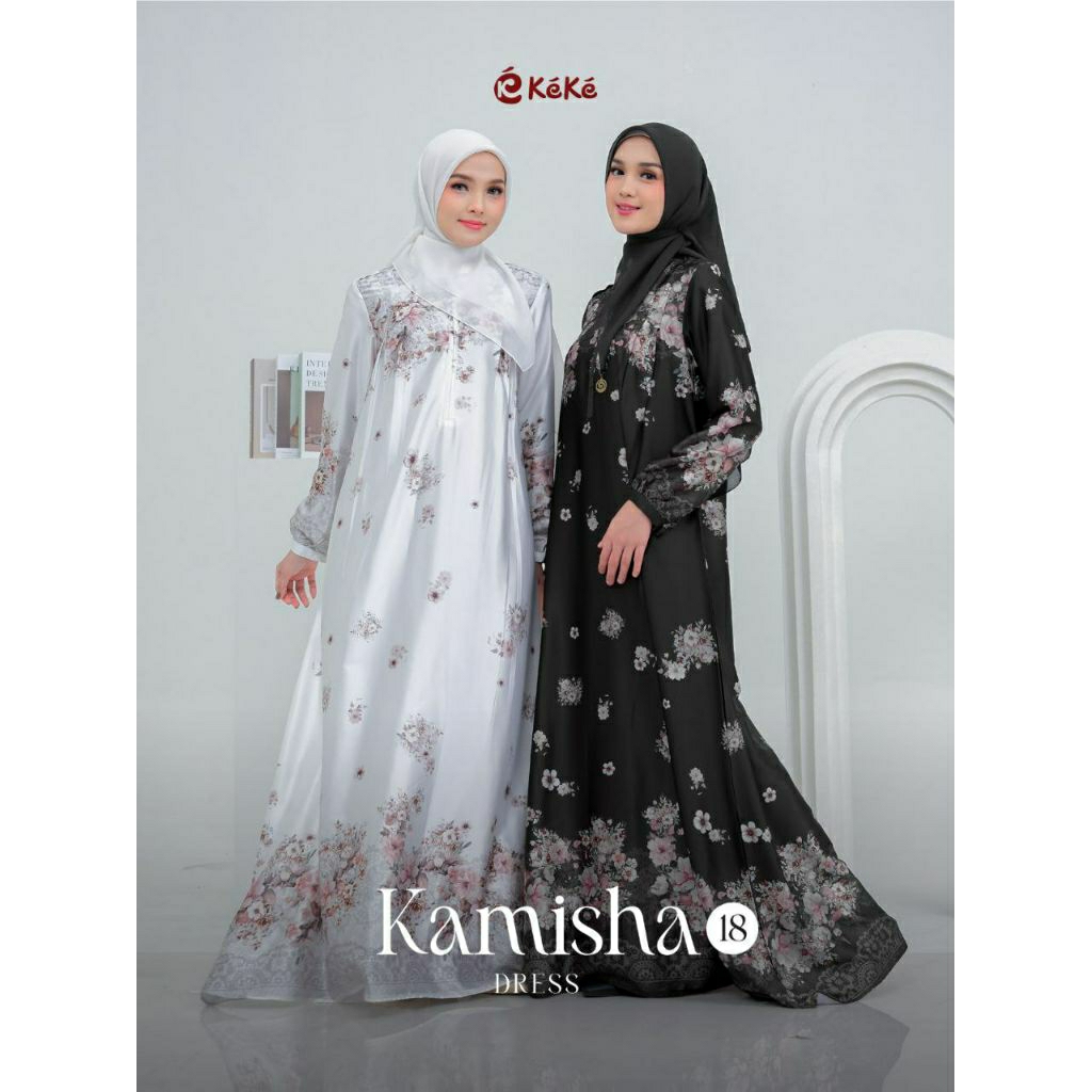 Keke Gamis Kamisha 18 Dress / Gamis Keke Terbaru/ Gamis Terbaru / Gamis Hitam / Gamis Putih