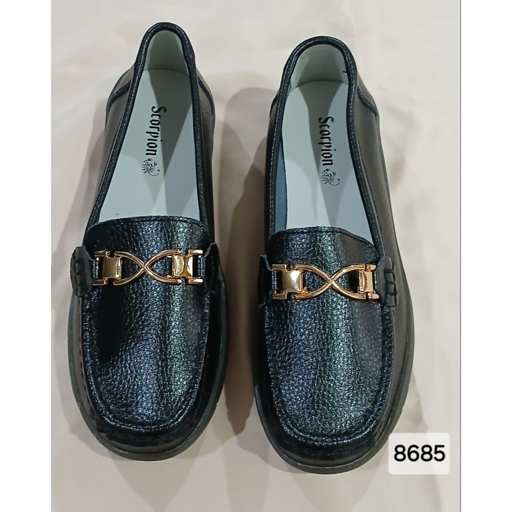 Scorpion 8685- Sepatu Kulit Pantofel Wanita Flat Shoes Semi Moccasin