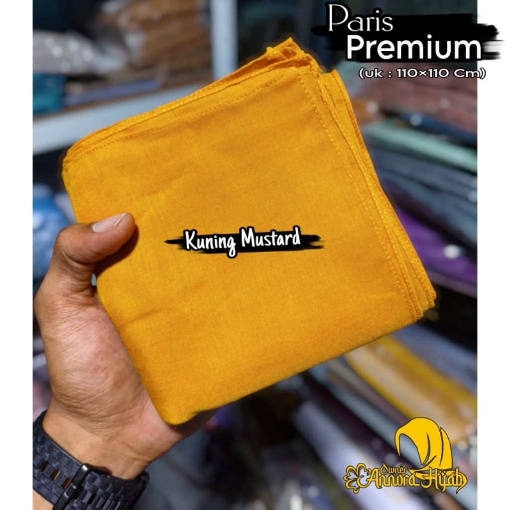 Hijab Segi Empat Paris Premium Jahit Tepi | Hijab Segi Empat Warna Kuning Mustard Asn Pns