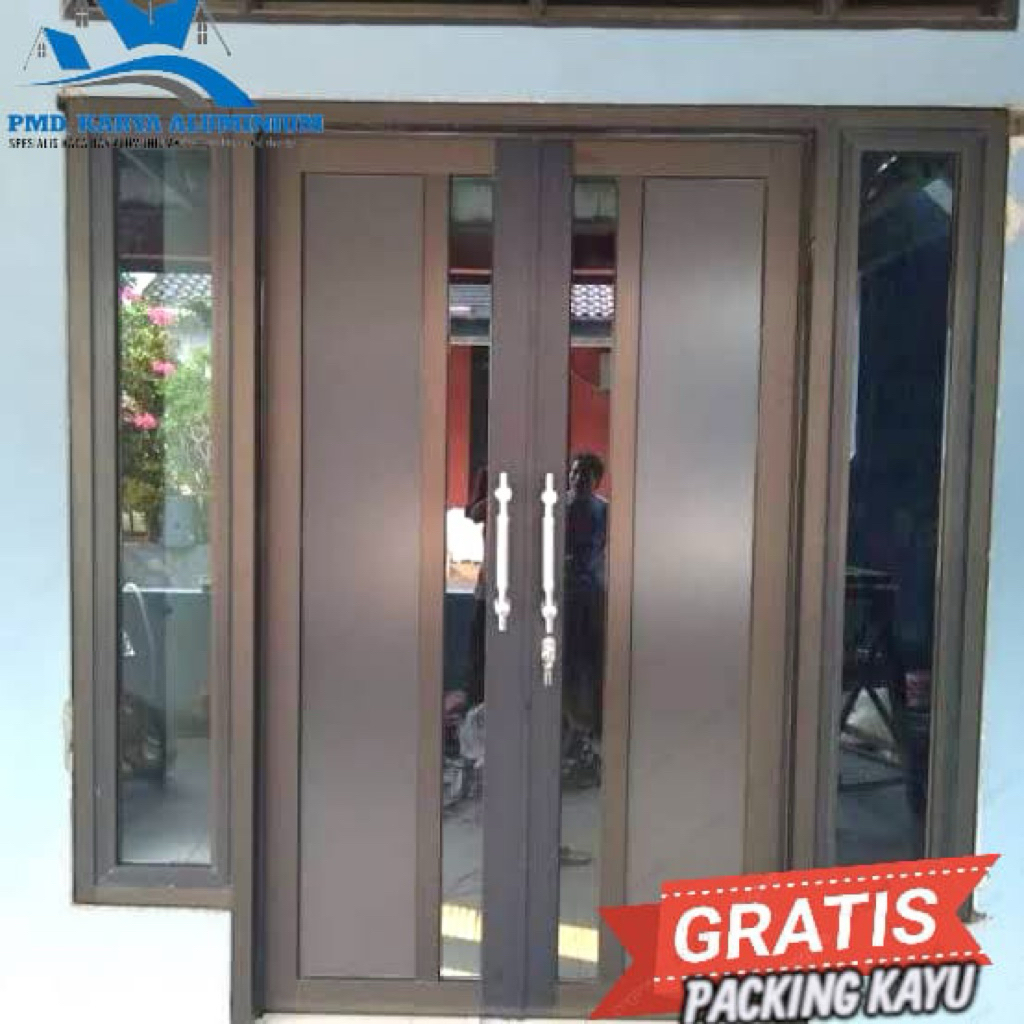 Exclusive PintuUtama Kupu - Tarung Pntu Aluminium  T200 x L120)+ Jendela UK. 150 x L 50 Full Set Len