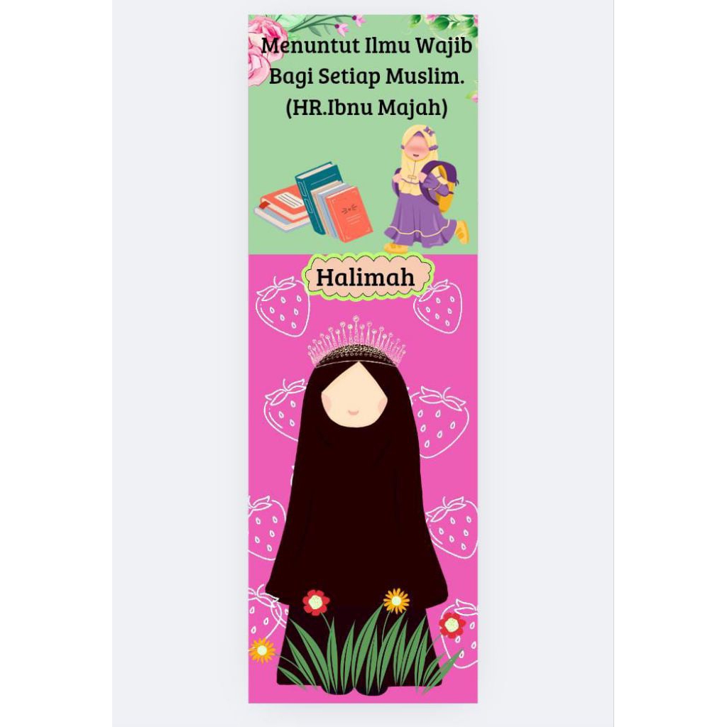 

Pembatas Buku/Quran Custom size ukuran P=20 cm lebar 7 cm