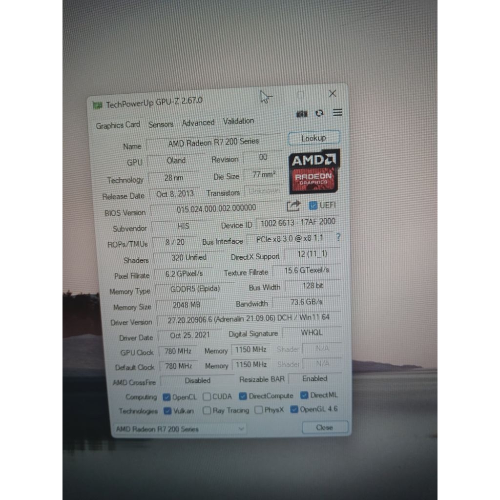 VGA card HisR7 240 2gb ddr5