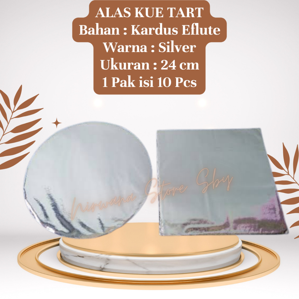 (10 Pcs) Alas Kue / Tatakan Kue Tart Kardus Uk. 20 / 22 / 24 Bulat / Kotak