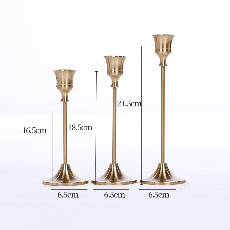 3Pcs/Set Tempat Lilin Berlapis Emas Retro Pernikahan Romantis Dekorasi Meja Dekorasi Pernikahan