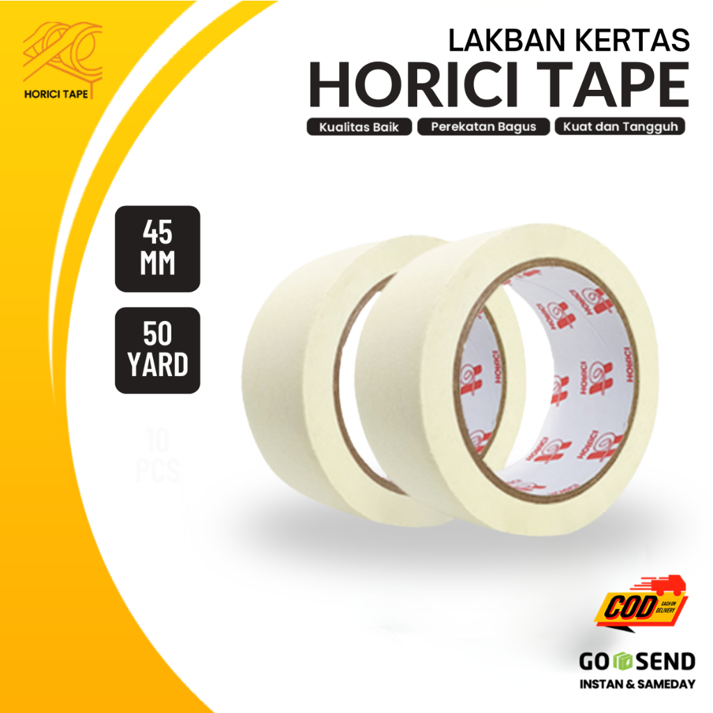 

HORICI 6PCS MASKING TAPE LAKBAN KERTAS JUMBO PUTIH & KUNING ISOLASI KERTAS 45MM 50 YARD
