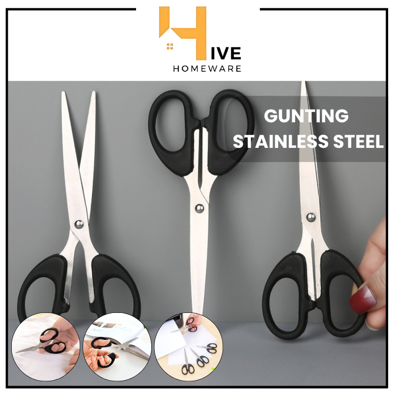 

KIYO Gunting Serbaguna Kertas Kain Plastik Dapur Daun Benang Emigo Besar Sedang Kecil Multifungsi Gagang Hitam Bahan Stainless Steel