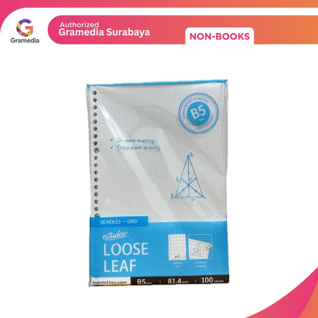 

Gramedia Surabaya - Estudee loose leaf premium Grid B5 100 sheet