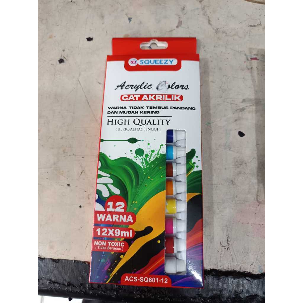 

SQUEEZY ACRYLIC PAINT 12 COLORS CAT AKRILIK 12 WARNA