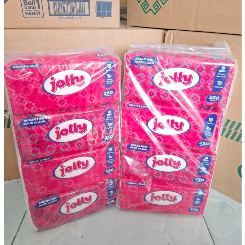 PAKET 8 PCS Tissu Jolly 250 Sheet 2ply isi 8 PCS Tisu Bayi Tisu Serbaguna