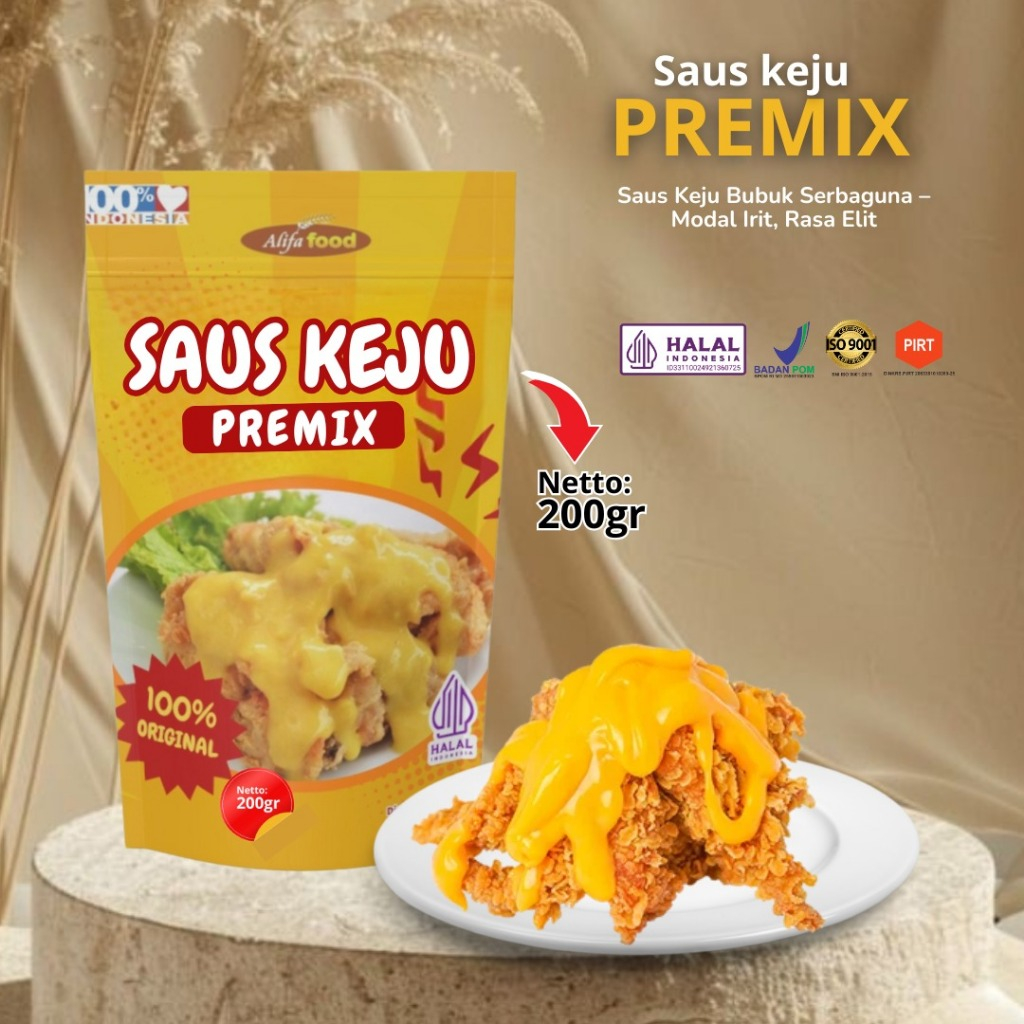 

Saus Keju Bubuk Premium AlifaFood 200gr- Manis Asin Gurih- Tabur - Instan/Saus cocol/Saus Celup