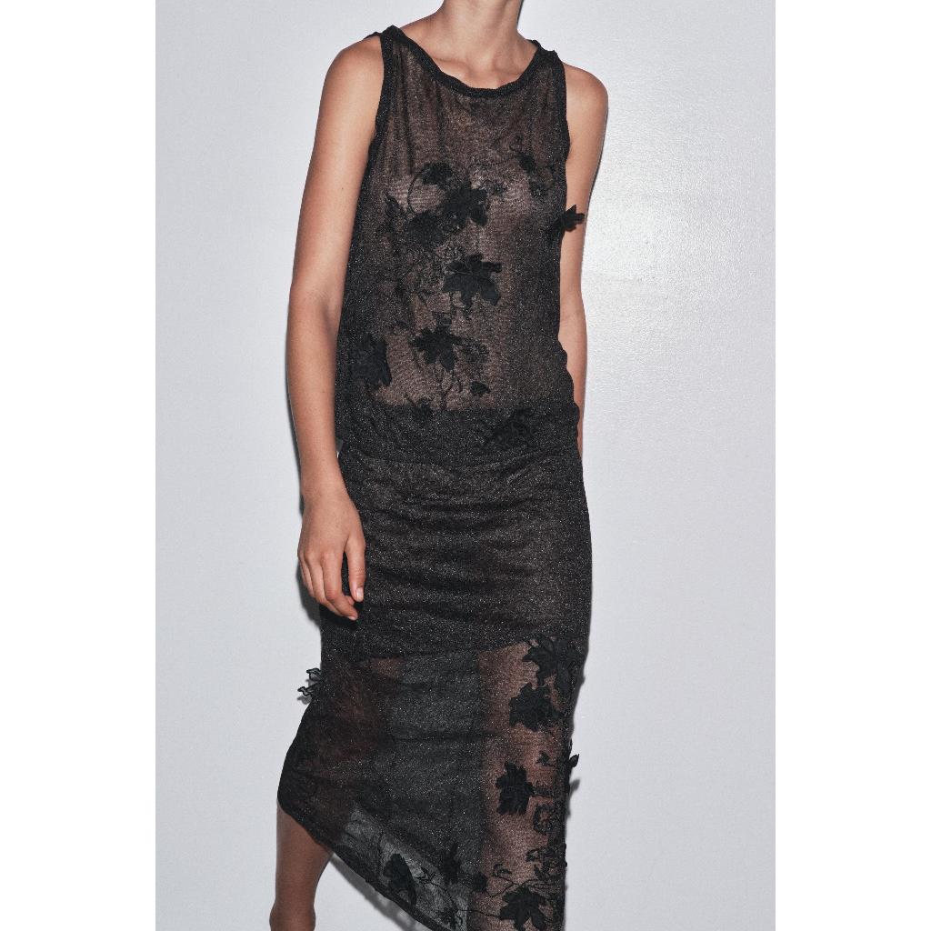 ZARA TOP SEMITRANSPARAN RAJUTAN BERSTRUKTUR