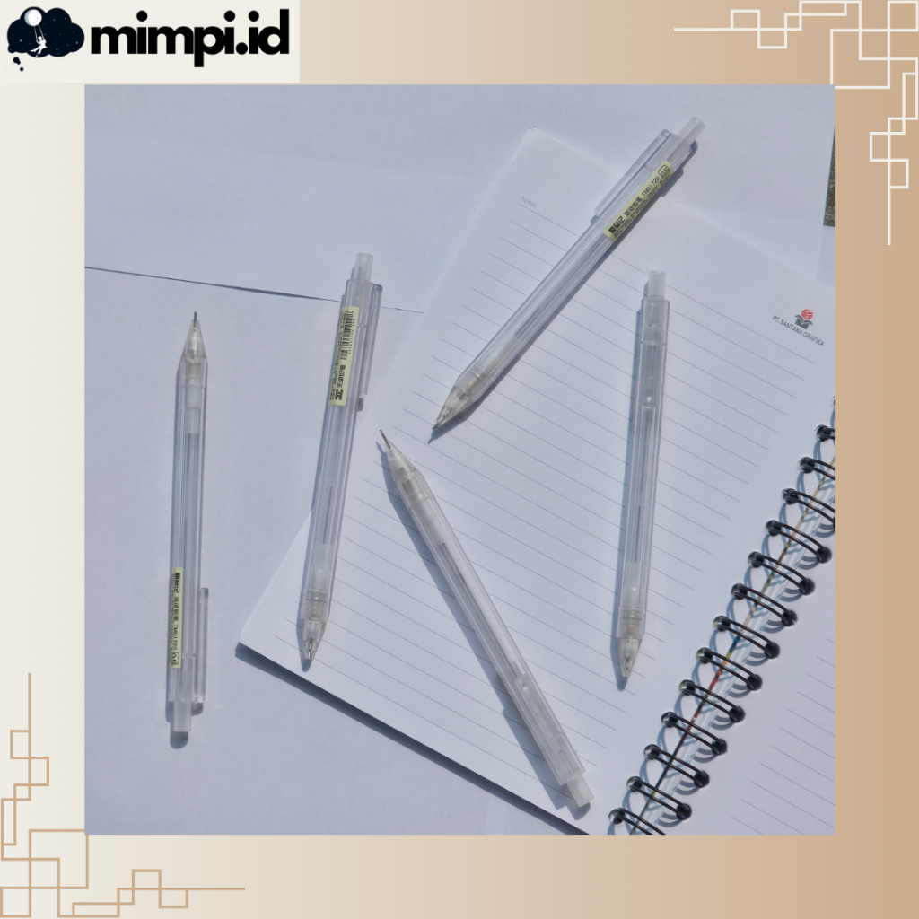 

Pensil Mekanik 0.5mm 0.7mm Transparan Mechanical Pencil Isi Ulang