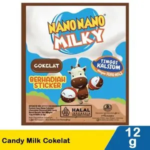 

NANO NANO MILKY PERMEN SUSU KEMASAN SACHET NETTO 1 PCS / Permen Susu Sachet Nano Nano Candy Milky Cokelat 12G t