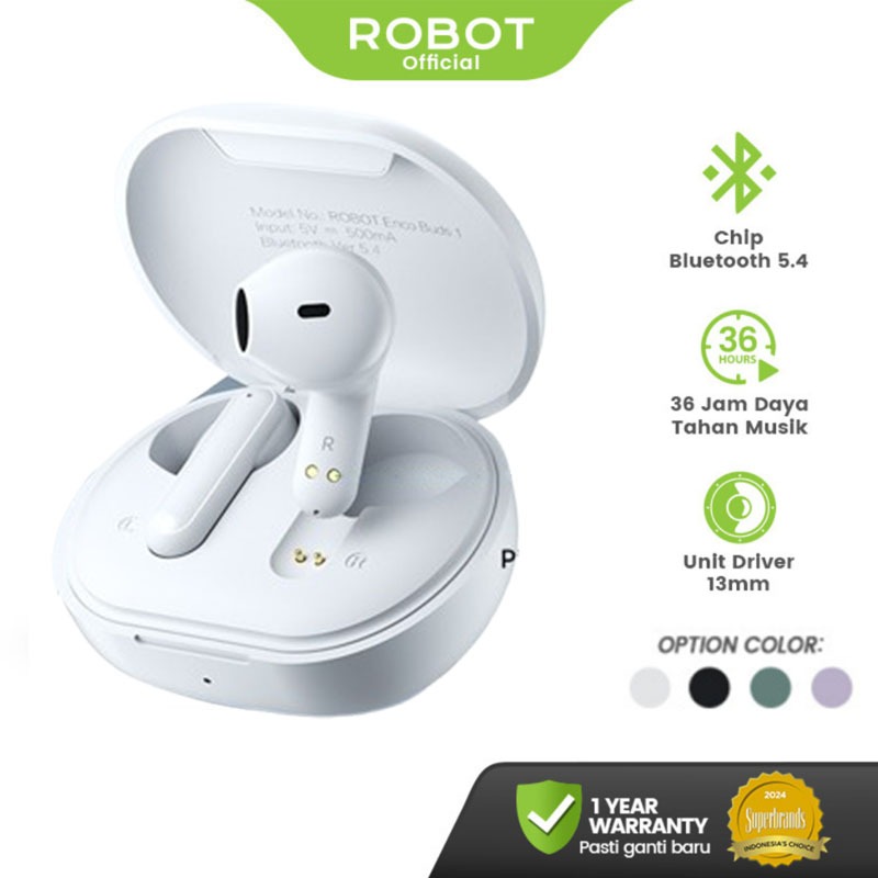 ROBOT TWS Enco Buds 1 True Wireless Semi In-Ear Mini Earbuds Bluetooth 5.4 Sports Earphones Headphon