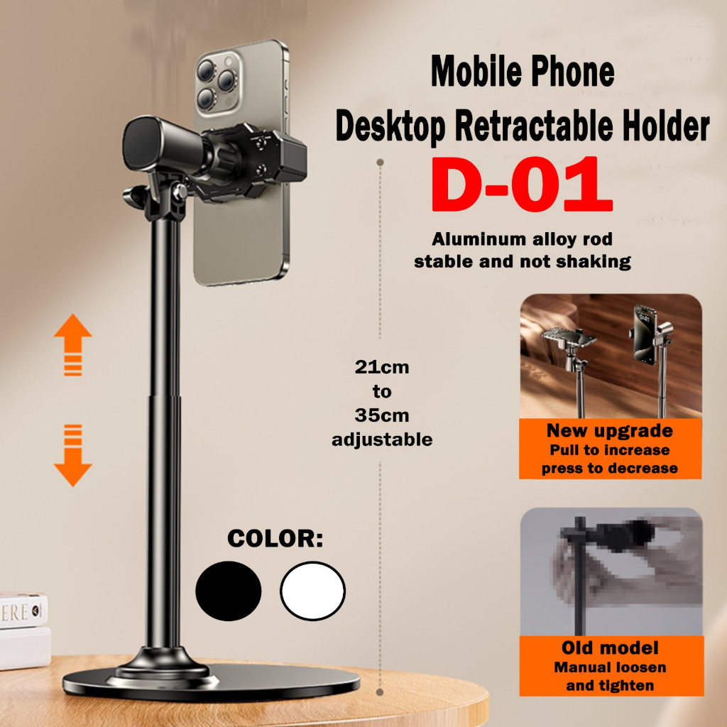Holder HP Desktop Adjustable Mobile Phone Holder Anti Shaking Dudukan HP Meja Desktop Panjang 35 cm 