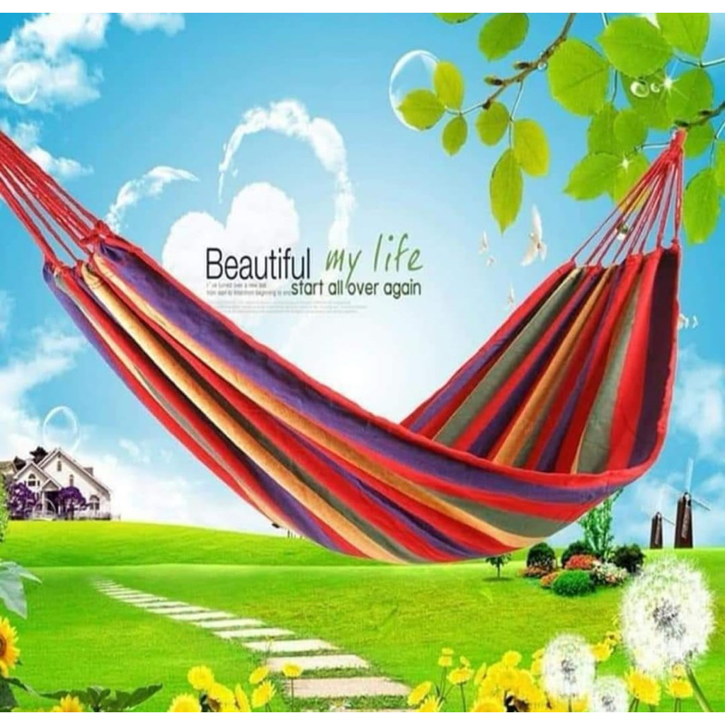 Hammock Ayunan kasur gantung camping - Hammock Pelangi Ayunan  - Gantung Kain Tempat Tidur - Rainbow