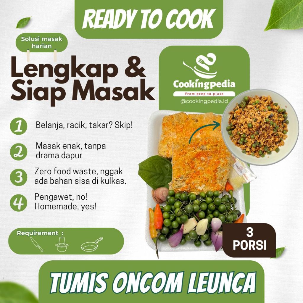 

[Cookingpedia] Paket Masak Tumis Oncom Leunca Pack I Paket Masak Lengkap I Praktis I Higienis I Ready to Cook