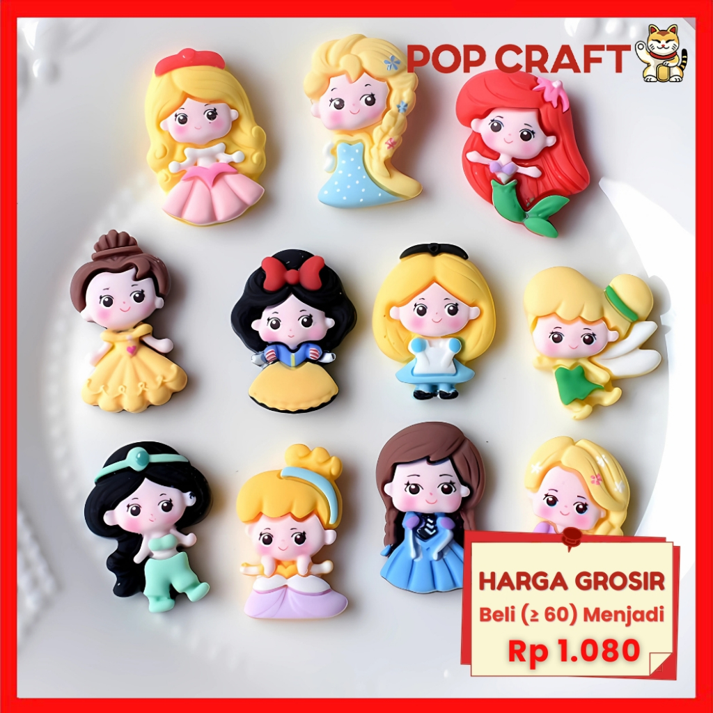 

PC Stiker 3D Timbul Clay Pirincess Lucu Per Pcs Tumbler Resin Clay DIY Tempelan Hp Cartoon Princess