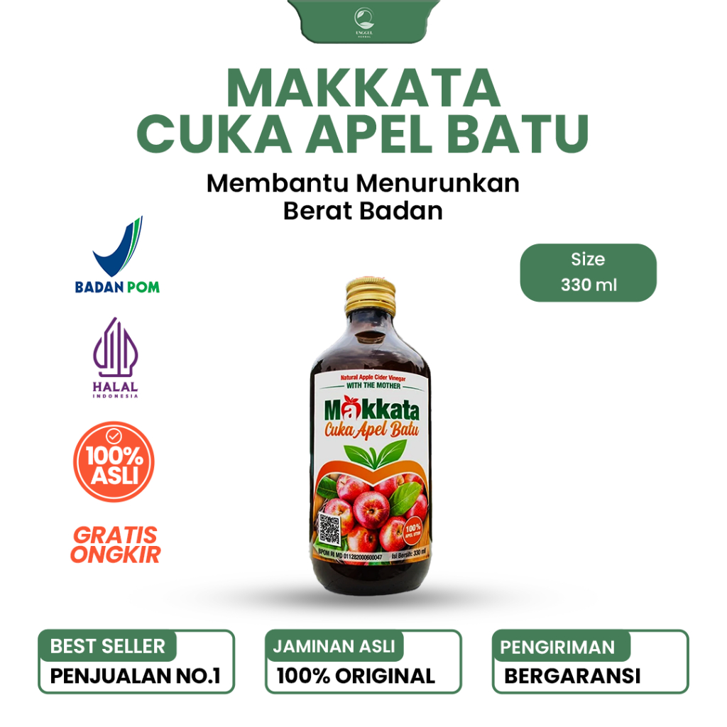 

MAKKATA Cuka Apel Cuka Apel Original Organic Apple Cider Vinegar With The Mother Bebas Gula Dan Bebas Tambahan Air BPOM