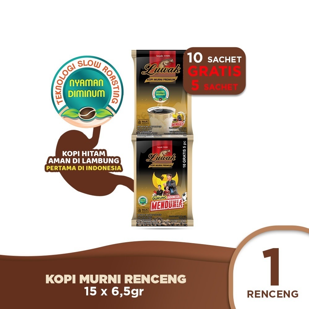 

Luwak MINI kOPI hitam tanpa gula premium 6,5 gram isi 15 sachet