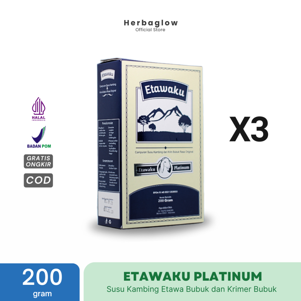 

3 BOX ETAWAKU PLATINUM - 100% Susu Kambing Etawa Asli + Krimer Bubuk Rendah Lemak dan Gula