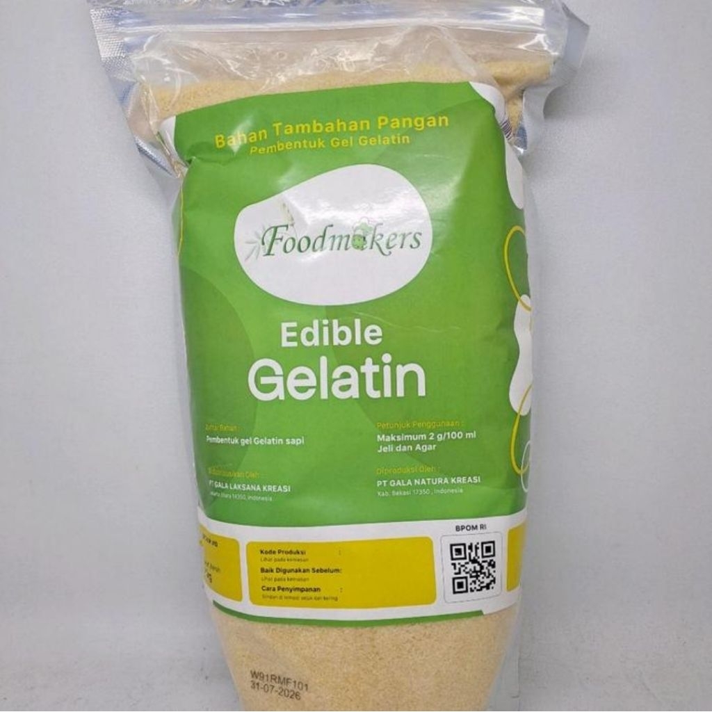 

BPOM FOODMAKERS GELATIN POWDER BUBUK GELATIN HALAL - REPACK 1kg