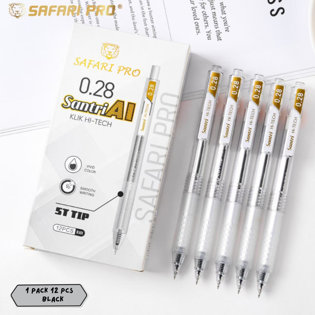 

(PACK) BOLPOIN KLIK HI-TECH SANTRI 0.28MM SAFARI PRO- HITAM