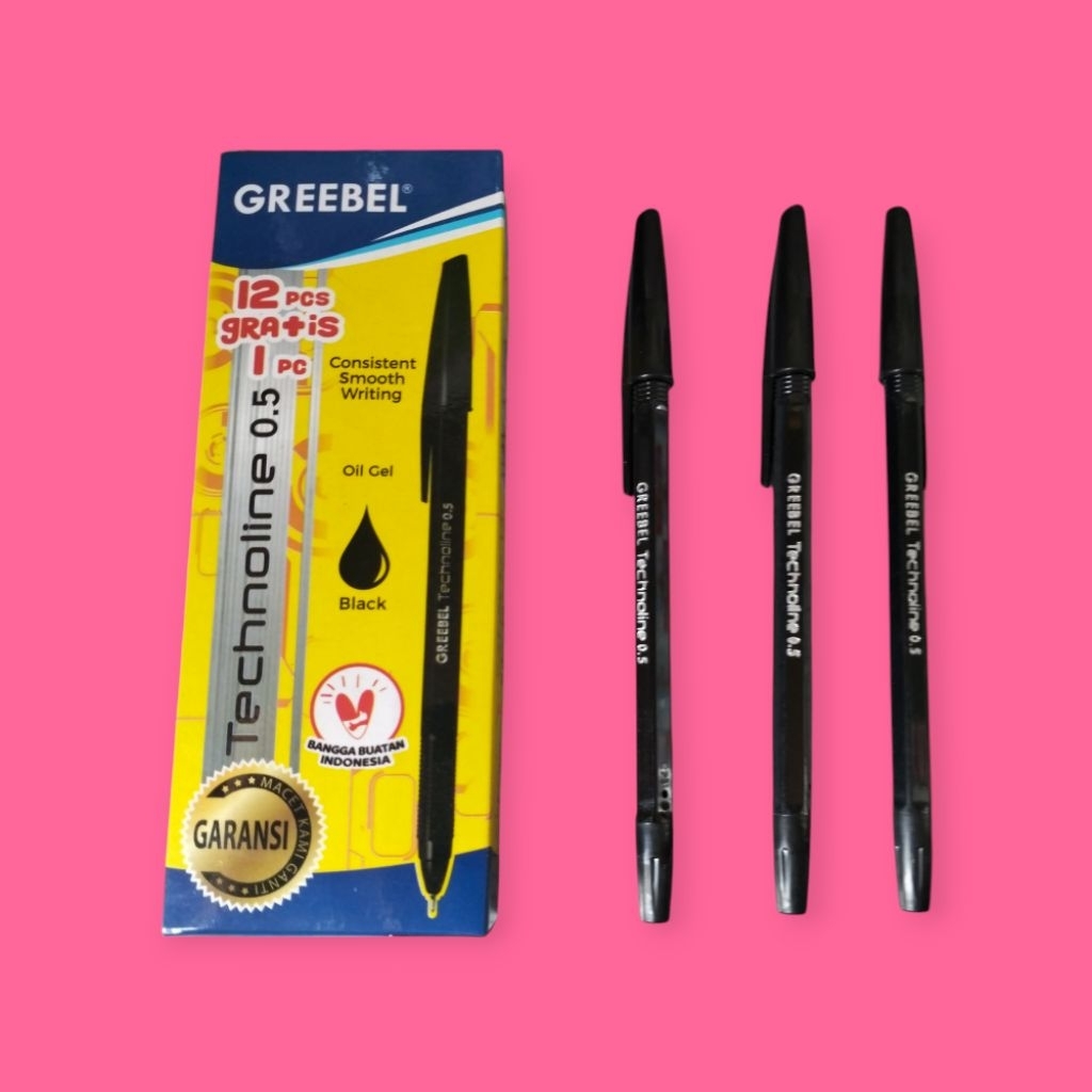 

1pak 12+1 Pen GREEBEL Technoline 0.5 hitam