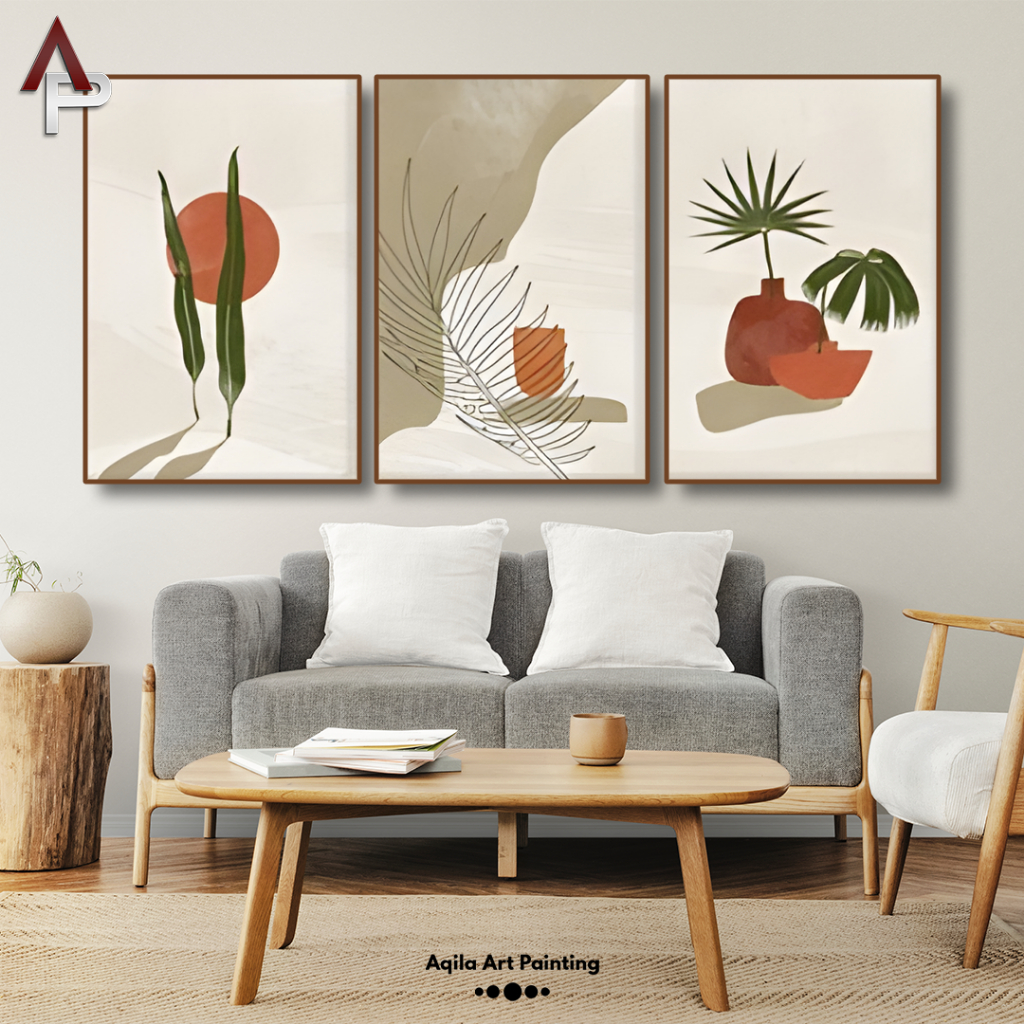 

Lukisan kanvas Abstrak Nordic Minimalis Modern 1 Set 3 Pcs | Termasuk Frame | 100% Handmade