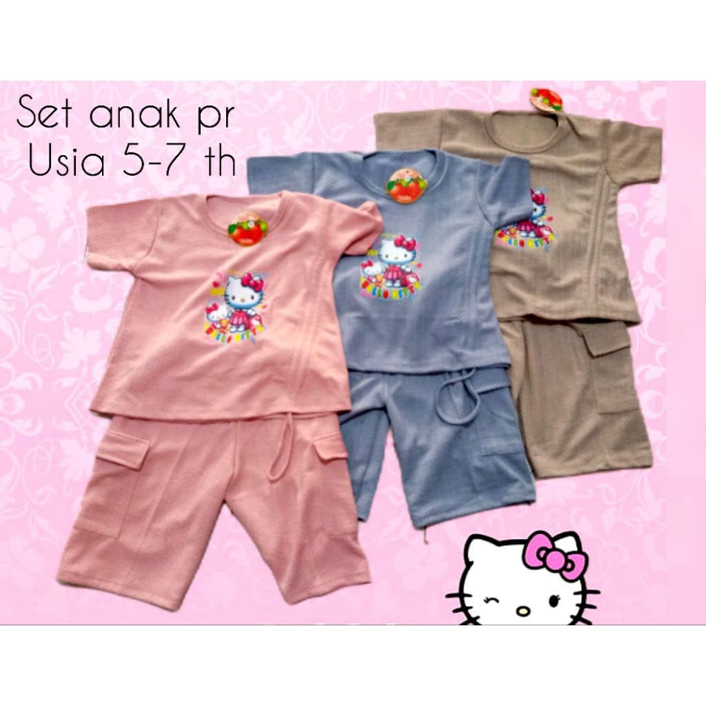 Set anak Perempuan celana cargo