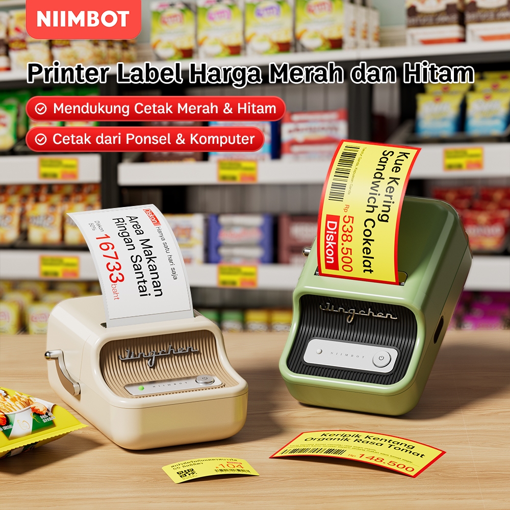 

NIIMBOT B21 Printer Label Barcode Harga Makanan, Cocok untuk Kantor/Toko/Rumah Membuat Stiker Label