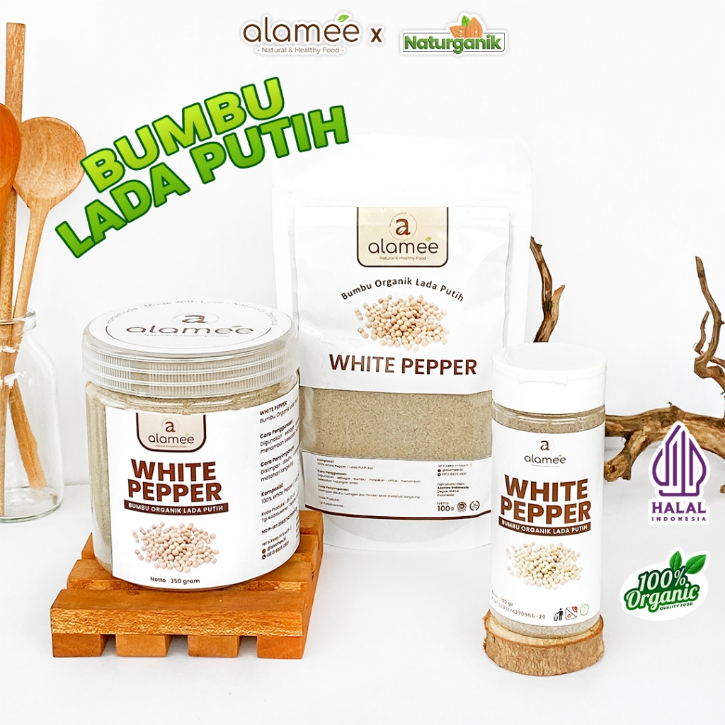 

ALAMEE Lada Putih Bubuk White Pepper Powder Merica Whitepepper Bumbu Dapur Instan Organik Naturganik