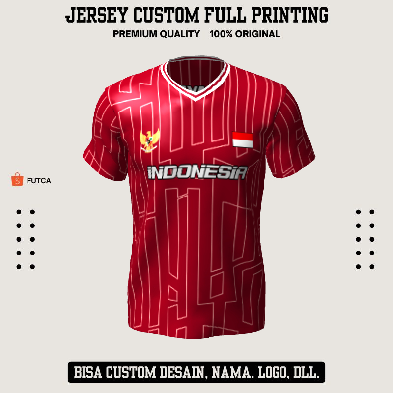 Kaos Jersey Futsal Merah Motif Abstrak 157 - Jersey Baju Olahraga Full Printing
