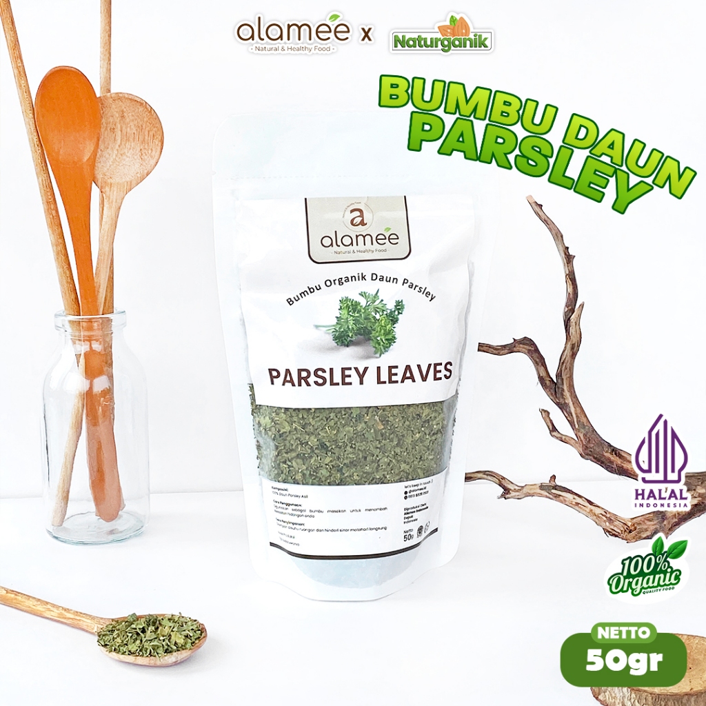 

ALAMEE Daun Parsley Kering Dried Persley Flakes Peterseli Leaves Bumbu Dapur Garnish 50G Naturganik