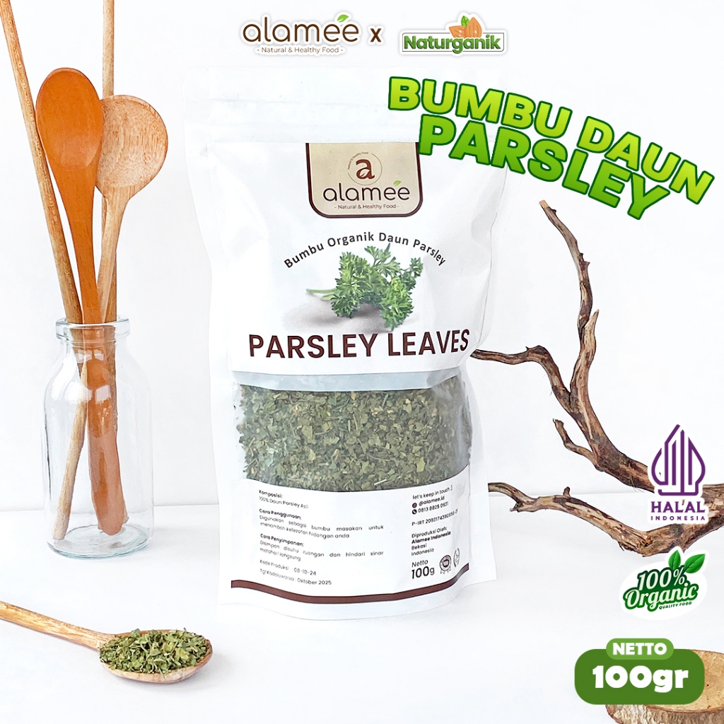 

ALAMEE Parsley Flakes Dried Persley Daun Peterseli Kering Leaves Bumbu Garnish 100 Gram Naturganik